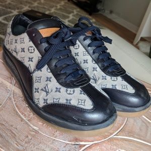 Louis Vuitton Navy Mono Sneakers - Woman's 40.5